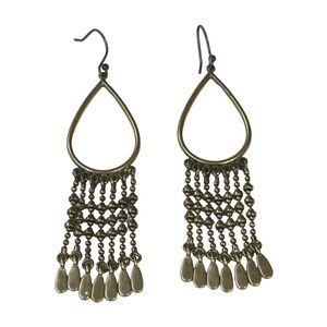 Chandelier Earrings Gold Tone Dangle Chain Tassel Boho 2.25"